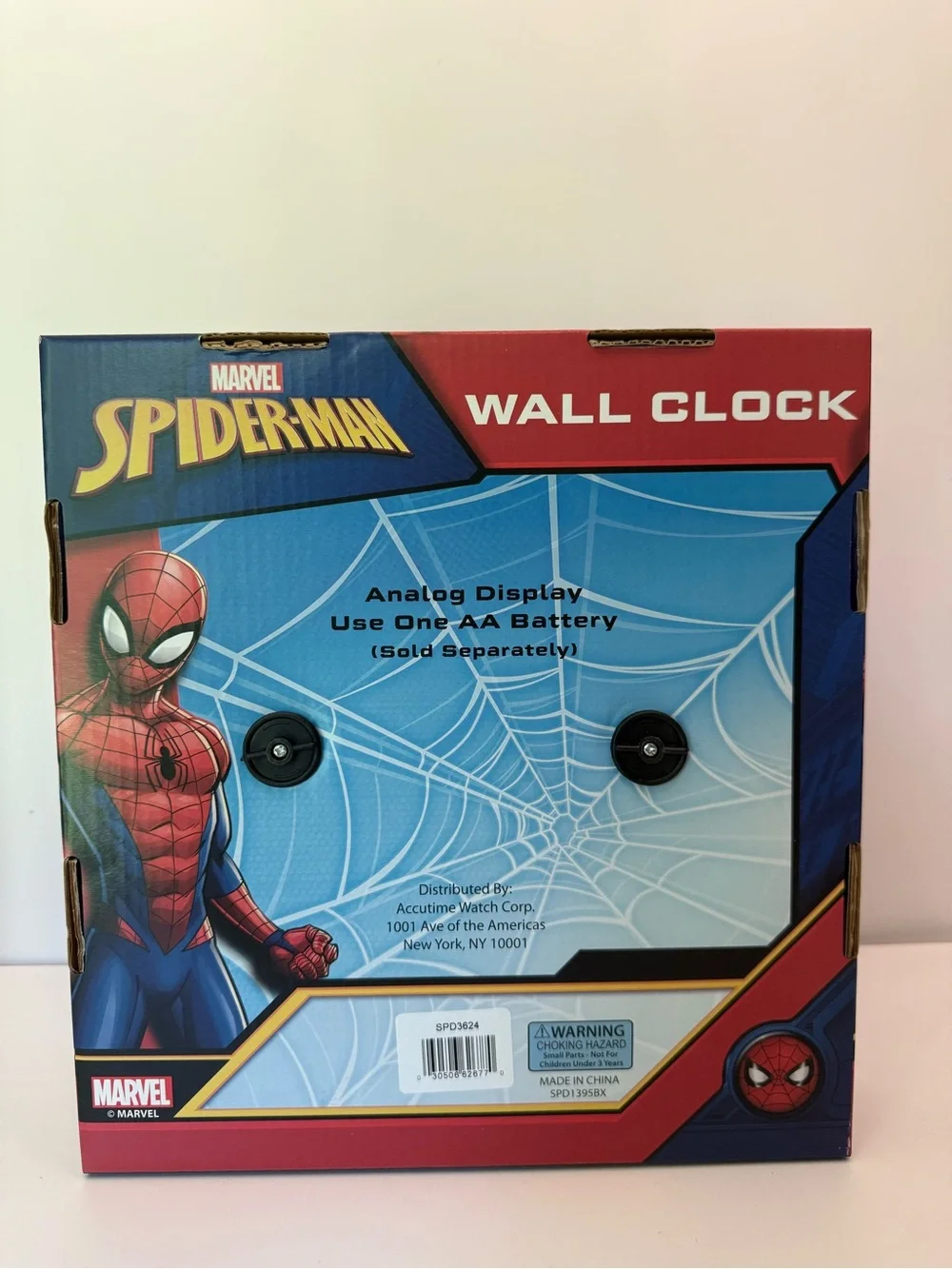 NIB Spider-Man Red & Blue Wall Clock Battery Operated